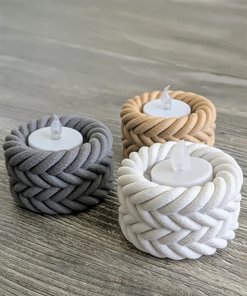 Διακοσμητικό Κηροπήγιο Tealight Rope Style – Σετ Πλεκτού Σχεδίου